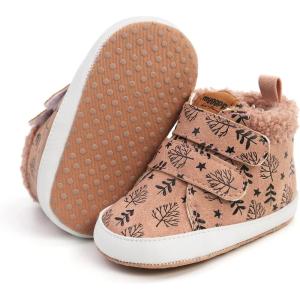 imageBaby Boys Girls Dress Shoes Winter Warm Newborn HighTop Ankle Sneakers NonSlip Soft Sole Toddler Prewalker Infant First Walkers Crib ShoesC01Fleece Pink