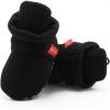 imageInfant Baby Boys Girls Cozy Fleece Booties Stay on Slippers Non Slip Soft Gripper Sock Shoes Toddler First Walker Newborn Crib Birthday Shower GiftDDrawstring Black