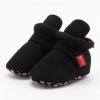 imageInfant Baby Boys Girls Cozy Fleece Booties Stay on Slippers Non Slip Soft Gripper Sock Shoes Toddler First Walker Newborn Crib Birthday Shower GiftDDrawstring Black
