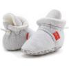 imageInfant Baby Boys Girls Cozy Fleece Booties Stay on Slippers Non Slip Soft Gripper Sock Shoes Toddler First Walker Newborn Crib Birthday Shower GiftDDrawstring Light Grey