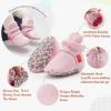 imageInfant Baby Boys Girls Cozy Fleece Booties Stay on Slippers Non Slip Soft Gripper Sock Shoes Toddler First Walker Newborn Crib Birthday Shower GiftDDrawstring Pink