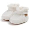 imageInfant Baby Boys Girls Cozy Fleece Booties Stay on Slippers Non Slip Soft Gripper Sock Shoes Toddler First Walker Newborn Crib Birthday Shower GiftM2081White