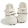 imageInfant Baby Boys Girls Cozy Fleece Booties Stay on Slippers Non Slip Soft Gripper Sock Shoes Toddler First Walker Newborn Crib Birthday Shower GiftFWhite