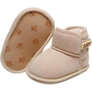 imageBaby Boys Girls Shoes Winter Warm Infant HighTop Ankle Sneakers NonSlip Soft Sole Toddler Prewalker Newborn First Walkers Crib ShoesA0283Beige