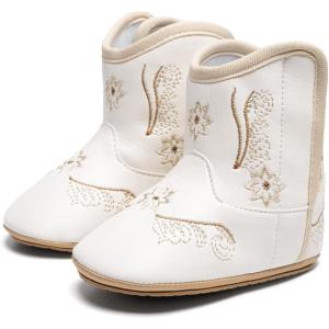 imageBaby Western Cowboy Boots Infant Boys Girls NonSlip Soft Sole Booties Toddler Newborn First Walker Crib ShoesWhite
