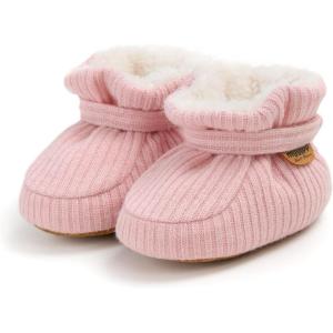 imageInfant Baby Boys Girls Cozy Fleece Booties Stay on Slippers Non Slip Soft Gripper Sock Shoes Toddler First Walker Newborn Crib Birthday Shower GiftM2081Pink