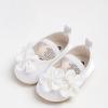 imageBaby Mary Jane Flats for Girls with Bowknot Cotton Anti Skid Sole Infant First Walker Princess Dress Crib Wedding Shoes2078White