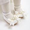 imageBaby Mary Jane Flats for Girls with Bowknot Cotton Anti Skid Sole Infant First Walker Princess Dress Crib Wedding Shoes2087White