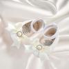 imageBaby Mary Jane Flats for Girls with Bowknot Cotton Anti Skid Sole Infant First Walker Princess Dress Crib Wedding Shoes2087White