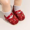 imageBaby Mary Jane Flats for Girls with Bowknot Cotton Anti Skid Sole Infant First Walker Princess Dress Crib Wedding ShoesD01Red