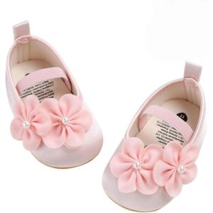 imageBaby Mary Jane Flats for Girls with Bowknot Cotton Anti Skid Sole Infant First Walker Princess Dress Crib Wedding Shoes2078Pink