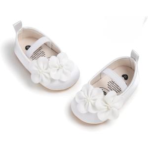 imageBaby Mary Jane Flats for Girls with Bowknot Cotton Anti Skid Sole Infant First Walker Princess Dress Crib Wedding Shoes2078White
