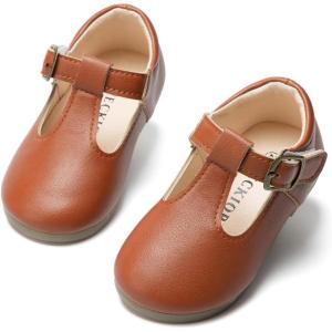 imageMary Jane Little Girls Dress Shoes Toddler Baby Ballet Flats Flower Girls Wedding Party Bow Princess Kid ShoesBbrown