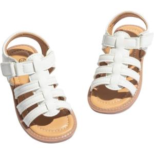 image:imageBellocasa Toddler Girls Sandals Little Girl Summer Flat Sandal Baby Open Toe Outdoor Beach Holiday Dress ShoesA01white