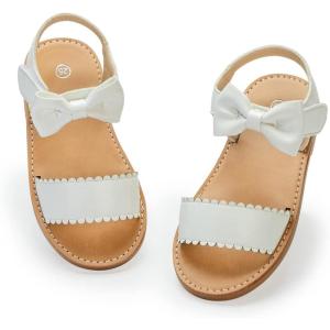 image:imageBellocasa Toddler Girls Sandals Little Girl Summer Flat Sandal Baby Open Toe Outdoor Beach Holiday Dress ShoesA03white