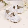 image:imageBaby Mary Jane Flats for Girls with Bowknot Cotton Anti Skid Sole Infant First Walker Princess Dress Crib Wedding Shoes220White