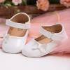 image:imageBaby Mary Jane Flats for Girls with Bowknot Cotton Anti Skid Sole Infant First Walker Princess Dress Crib Wedding ShoesF01White