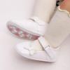 image:imageBaby Mary Jane Flats for Girls with Bowknot Cotton Anti Skid Sole Infant First Walker Princess Dress Crib Wedding ShoesF01White
