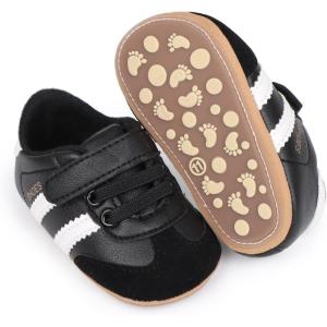 image:imageBaby Boys Girls Sneakers Toddler NonSlip Soft Rubber Sole First Walking Shoes Infant Newborn Crib Dress ShoesA01Black