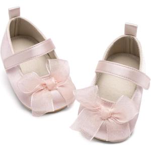 image:imageBaby Mary Jane Flats for Girls with Bowknot Cotton Anti Skid Sole Infant First Walker Princess Dress Crib Wedding Shoes220Pink