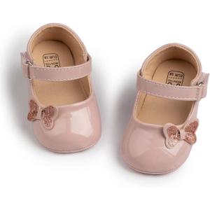 image:imageBaby Mary Jane Flats for Girls with Bowknot Cotton Anti Skid Sole Infant First Walker Princess Dress Crib Wedding ShoesF01Pink