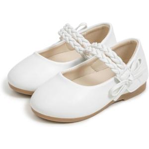 image:imageMary Jane Little Girls Dress Shoes Toddler Baby Ballet Flats Flower Girls Wedding Party Bow Princess Kid ShoesB01white