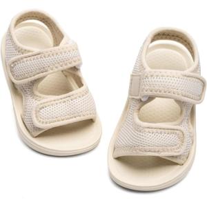 image:imageToddler Boys Girls Summer Slide Sandals Baby Comfort Lightweight Walking Shoes Open Toe Adjustable Outdoor Beach Sandals for Kids2277beige