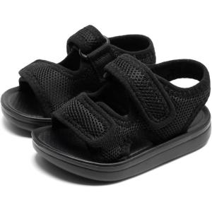 image:imageToddler Boys Girls Summer Slide Sandals Baby Comfort Lightweight Walking Shoes Open Toe Adjustable Outdoor Beach Sandals for Kids2277black